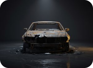 Обгоревший после пожара автомобиль